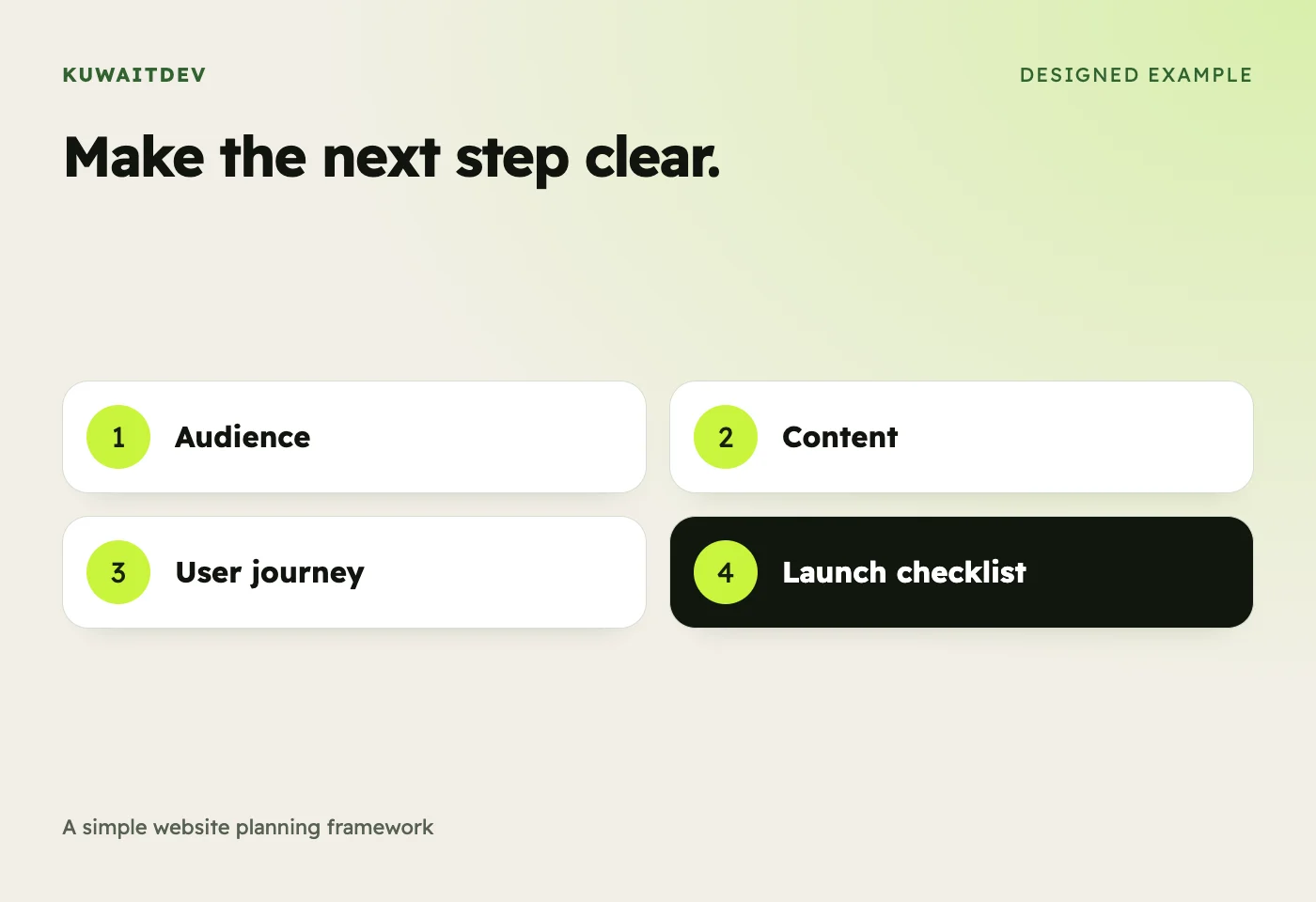 Website planning illustration: audience, content, user journey and launch checklist